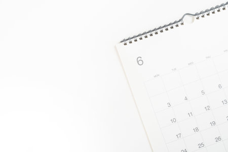 close up of calendar on the white table background, planning for business meeting or travel planning...