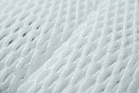 White fruit foam net wrapping for protect fruits, close up