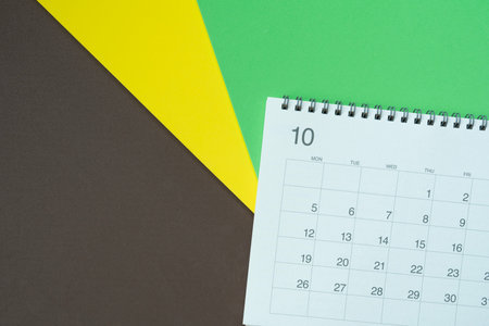 close up of calendar on the table background, planning for business meeting or travel planning conceptの写真素材