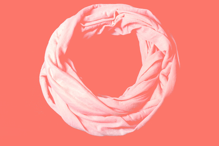 Living Coral color of the Year 2019. Round cotton fabric pink. This Powder Pink cotton Woven gives an aura of a springtime romance. Its gentle tone presents making it smooth.の写真素材