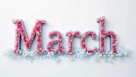 Mardi Gras background with snowflakes and the word Marchの素材