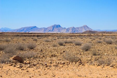 Desert landscapes with mountains in the south of Namibia. The dry season, dry vegetation is a natural background.の写真素材