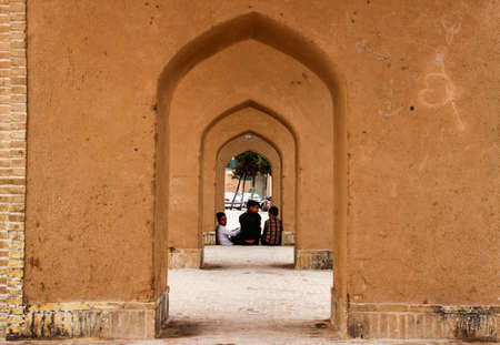 Isfahan, Iran - May 13, 2017: Arches on the streets from sandstone in traditional Persian styleのeditorial素材