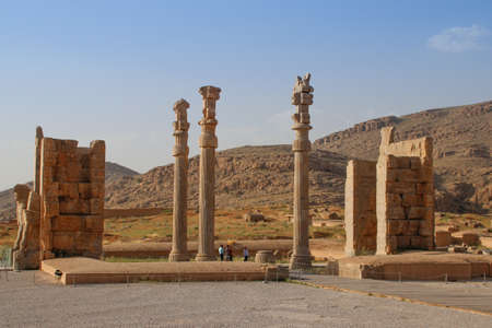 Persepolis, Iran - May 15, 2017: Walls of the ancient capital of Persia. Persepolis is the capital of the Achaemenid kingdom. sight of Iran. Ancient Persia. Bas-relief on the walls of old buildings.のeditorial素材