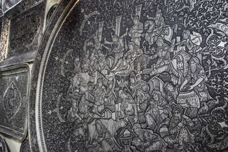 Isfahan, Iran - May 11, 2017: fine and beautiful work on a plate at the market in Isfahanのeditorial素材