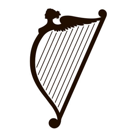 Harp silhouette. Vector illustration isolated on white background.のイラスト素材