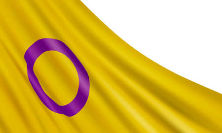 Background with waving intersex flag on white background.Vector design template for Intersex Awareness Day, Intersex Day of Solidarity.のイラスト素材