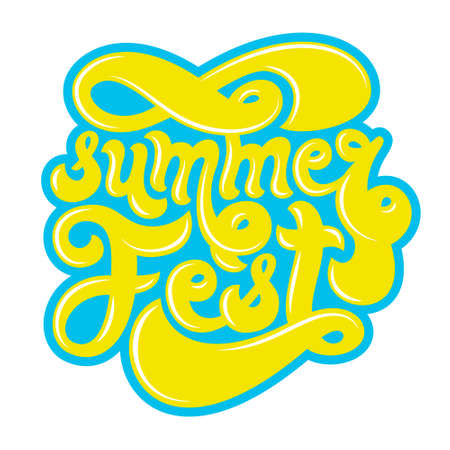 Summer festival logo. Hand-sketched lettering isolated on white background. Modern freestyle vector design.のイラスト素材