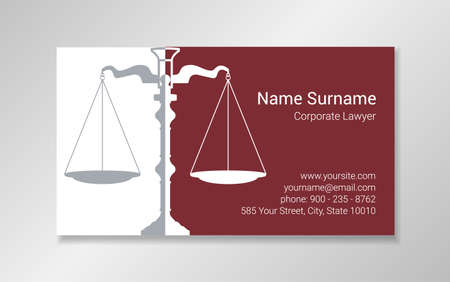 Business card design template in burgundy and gray colors with scales silhouette.のイラスト素材