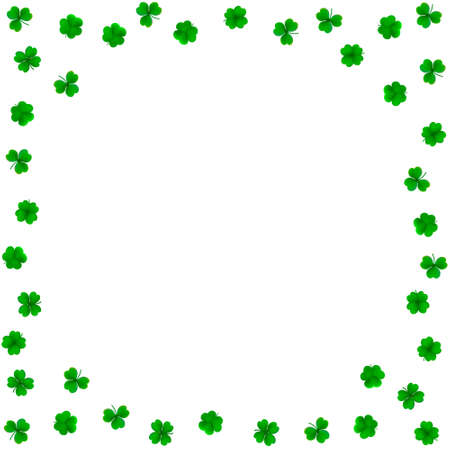 Vector background with detailed realistic three-leaf and four-leaf shamrocks. St. PatriÑk's day design elements. Gradient mesh.のイラスト素材