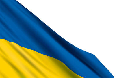 Background with realistic Ukrainian flag on white background. Vector template for Independence Day, Day of the National Flag, Constitution Day, Day of dignity and freedom.のイラスト素材