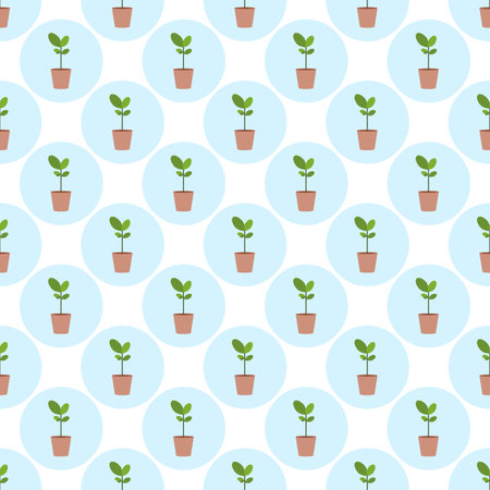 Seamless pattSeamless pattern with sprouts. Plant with leaves. The concept of home gardening and plant care. Vector illustration for design, packaging, textile, wallpaper, print.ern with sprouts. Plant with leaves. The concept of home gardening and plant care. Vector illustration for design, packaging, textile, wallpaper, print.のイラスト素材