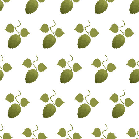 Simple, seamless pattern of hop cones. Vector illustration.のイラスト素材