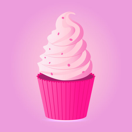 Pink cupcake. Barbicore style. Vector illustration.のイラスト素材