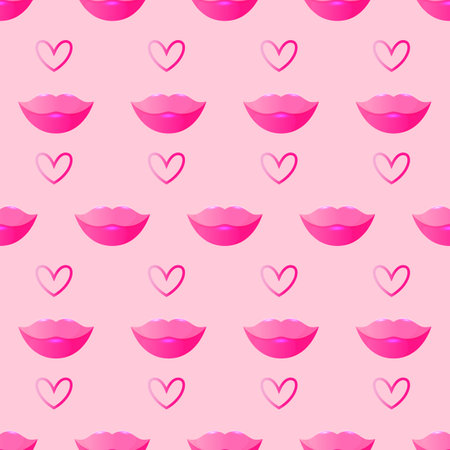 Simple, seamless pattern of pink lips. Barbicore style. Vector illustration.のイラスト素材