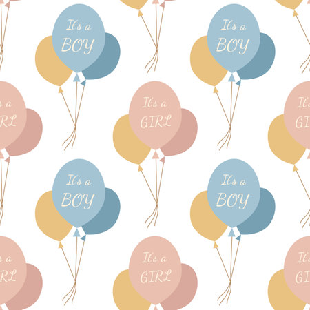 A simple seamless seamless pattern in a flat style. Balloons. For decoration of childrens room, textiles, wrapping paper, wallpaper. Vector.のイラスト素材