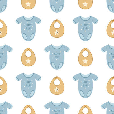 A simple seamless pattern in a flat style. Childrens clothes. For decoration of childrens room, textiles, wrapping paper, wallpaper. Vector.のイラスト素材