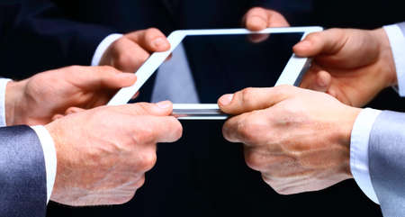 Businessman hands with tablet computer. Technology.の写真素材