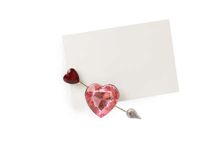 close up of card note with heart on white background 