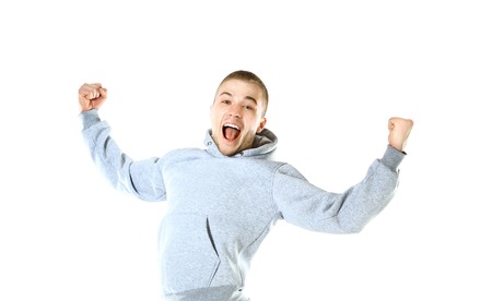 Man is cheeringの写真素材