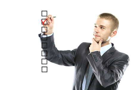 business man choose check mark on boxの写真素材