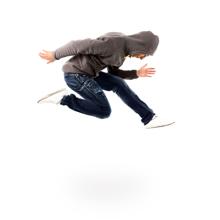 awesome dancer is jumping very high 