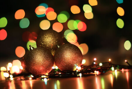 Gold  Christmas decoration over blurred background