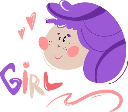 young cute girl with purple hairのイラスト素材