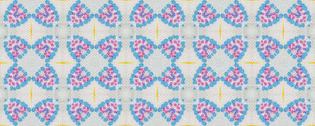 Geometric Painting. Abstract Ikat Motif. Green, Red, Yellow, Blue Seamless Texture. Seamless Tie Dye Ornament. Ikat Islamic Design. Ethnic Geometric Hand Painting.の写真素材