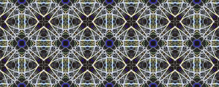 Lombok Textile. Repeat Tie Dye Illustration. Ikat African Design. Abstract Kaleidoscope Design. Luminous Neon Seamless Texture. Ethnic Lombok Textile Pattern.の写真素材