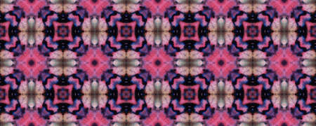 Lombok Textile. Black and Pink Snake Seamless Texture. Repeat Tie Dye Ornament. Ikat Islamic Design. Abstract Ikat Design. Ethnic Lombok Textile Pattern.の写真素材