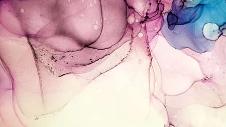 Contemporary Splash. Liquid Paint. Acrylic Style. Vibrant Contemporary Splash. Flow Template. Alcohol Ink Backdrop. Transparent Decorative Invitation.の写真素材
