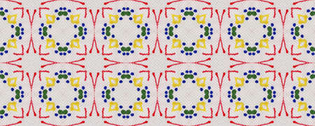 Arab Pattern. Green, Red, Yellow, Blue Seamless Texture. Abstract Kaleidoscope Design. Seamless Tie Dye Rapport. Ikat African Print. Ethnic Arab Geometric Pattern.の写真素材