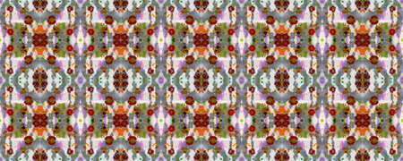 Aztec Rugs. Red, Green, Blue and Brown Seamless Texture. Abstract Ikat Design. Repeat Tie Dye Illustration. Ikat Japanese Print. Tribal Aztec Rug Pattern.の写真素材