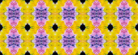 Stroke Painting. Abstract Dyed Ornament. Black, Yellow, Pink Texture. Vintage  Watercolor Backdrop. Tie Dye Watercolor Backdrop.  Stroke Painting Illustration.の写真素材