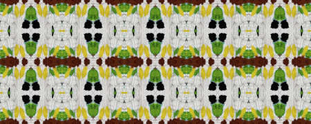 Indian Native American Pattern. Green Texture. Seamless Tie Dye Ornament. Ikat Mexican Motif....