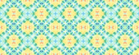 Tie Dye Background. Multicolor Natural Ethnic Illustration. Blue and Yellow Textile Print. Asian...