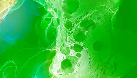 Aquarelle Banner. Space Element. Alcohol Ink Texture. Eco Green Aquarelle Banner. Gradient...
