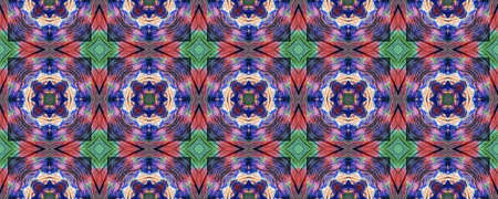 Brush Artistic Background. Abstract Tie Dye Textile. Dark Green and Violet Texture. Crumpled  Oil...