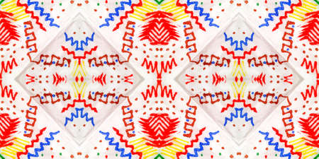 Indian Native American Pattern. Abstract Shibori Ornament. Colorful Texture. Tie Dye Hand Drawn Design. Ethnic Asian Motif. Indian Traditional Americal Pattern.の写真素材