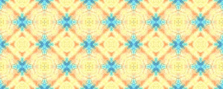 Tie Dye Effect. Tribal Backdrop.  Colorful Natural Ethnic Illustration. Blue and Yellow Textile...