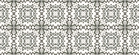 Tribal Boho Pattern. Repeat Tie Dye Illustration. Ikat African Print. Abstract Ikat Print. Black and Whitee Seamless Texture. Ethnic Tribal Boho Pattern.の写真素材