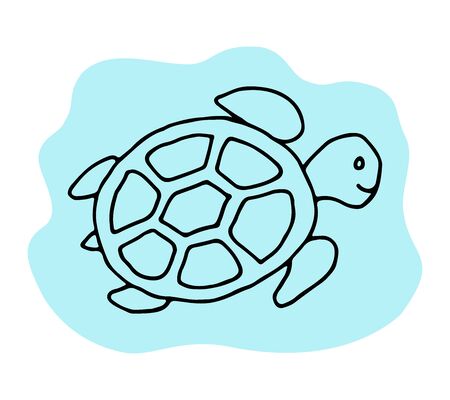 Turtle doodle line hand drawn vector illustrationのイラスト素材