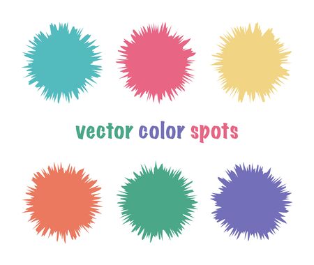Set of color editable sharp spots. Bright crystal circles. Summer abstract shapes for your designのイラスト素材