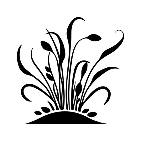 Microgreens Vector Icon. Black Contour on White Background. Healthy Nutrition Logo. Organic Foodのイラスト素材