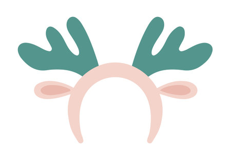 Reindeer Antlers Headband. Vector illustration. Pastel Green and Pink color. Accessory for Christmasのイラスト素材