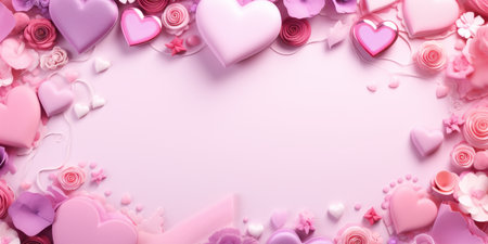 Color pink Heart Frame Background. Heart Frame with space for Text. Romantic. Love. Design for Valentine's Day or Weddings and Mother's Dayの素材