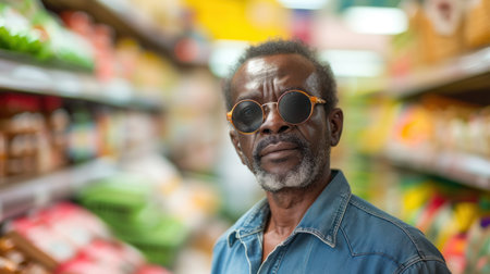 Shopping for groceries. Confused shopperの素材