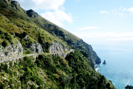 Amalfi Coast with the road on a precipice,Italy On the way from Sorrento to Positano の写真素材