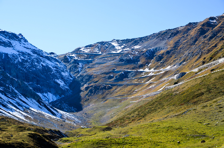 Stelvio Pass in Autumn (Italy)の写真素材